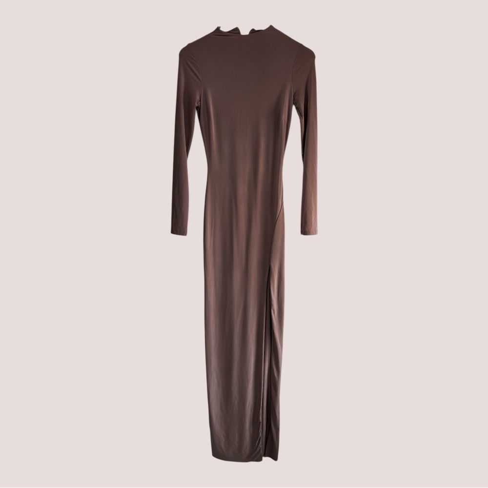 Elegant Brown Long Sleeve Dress
